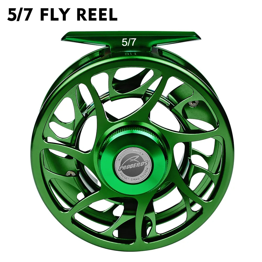 PROBEROS 3+1BB Fly Fishing Wheel 3/4-5/6-7/8 WT Fly Fishing Reel Aluminum Fly Reel CNC Machine Cut Large Arbor Die Casting