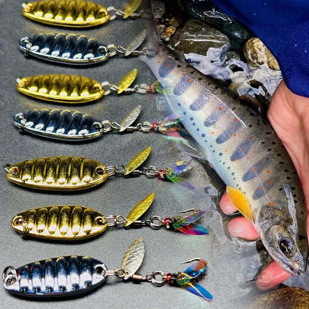 12Pieces Fly Fishing Files Sequin Kit #6-#10-#16 Handmade Dry Wet Nymphs Streamers Fly Fishing Lures for Trout Salmon with Fly Box