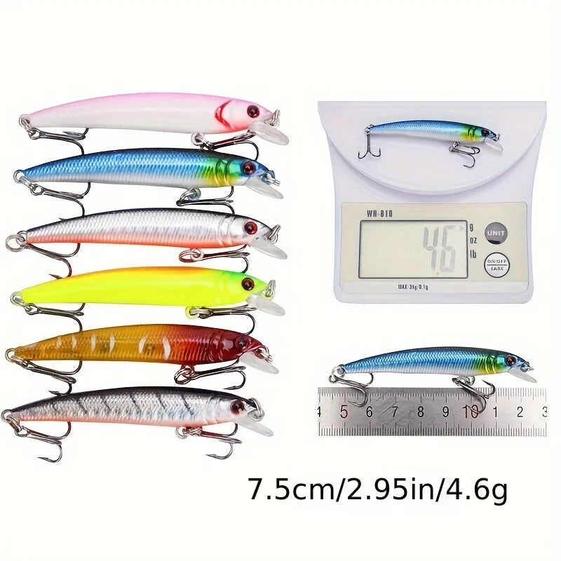 43pcs Minnow Fishing Lures Kit - Hard Bait Plastic Tackle Crank Baits