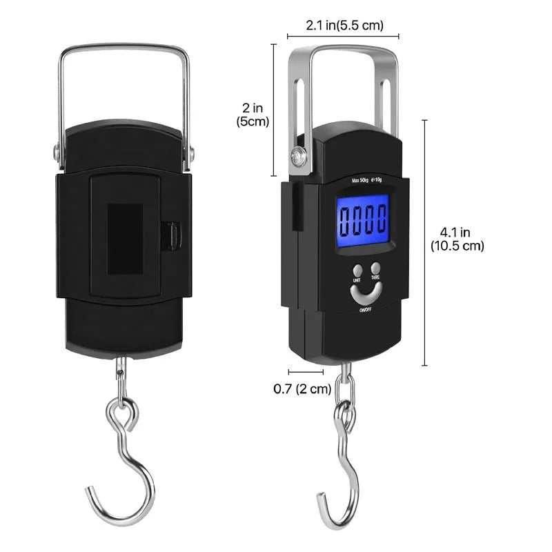 Portable Digital Hanging Luggage Scale, Multi-Unit Backlight LCD Hanging Scale Tare Function for Fishing Weighing