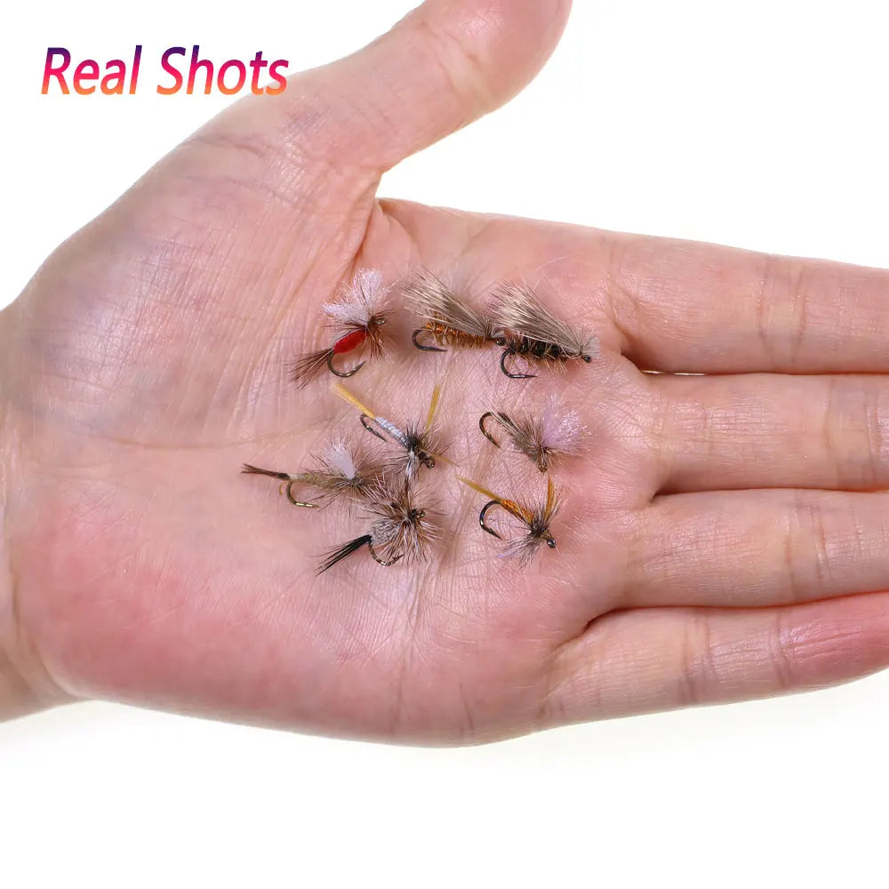 24pcs Dry Flies Set #14 Parachute Adams Dry Fly Elk Hair Caddis Dry Fly Red Humpy Dry Flies Kit Trout Grayling Fishing Lures