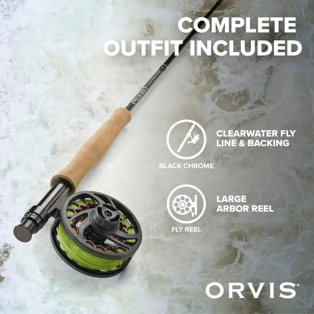 Fly Rod and Reel Outfit for Fly Fishing, Black Chrome Blank with Ceramic Guides, Durable Reel Seat, Comes with Rod Tube, Reel, L