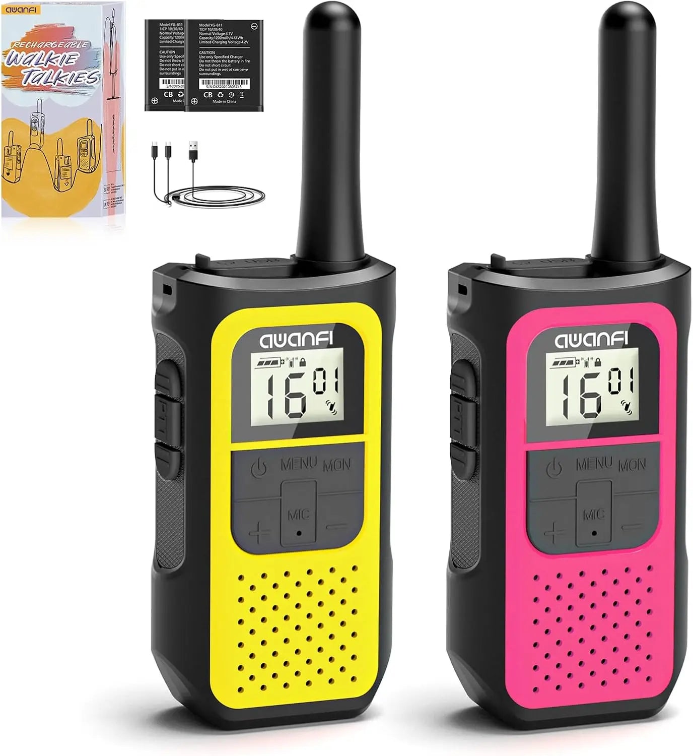 2/3/4 Pack Walkie Talkies for Adults and Kids, Long Range Rechargeable 2 Way Radios with VOX for Camping Hiking Cycling