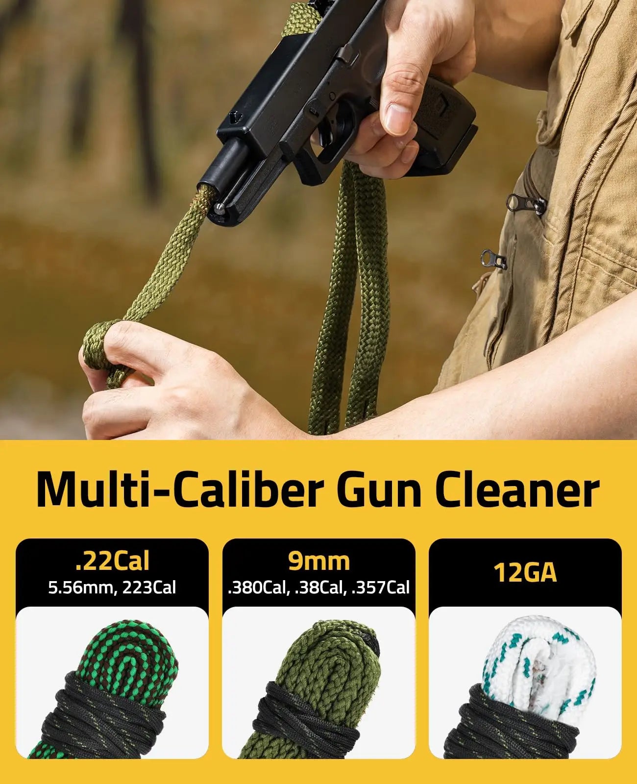 CVLIFE Gun Cleaning Kit for 9mm/.22/.223/5.56mm/12GA/.38/.357 - Gun Cleaner, Cleaning Brushes, Picks, 2 Empty Oil Bottles, Patch