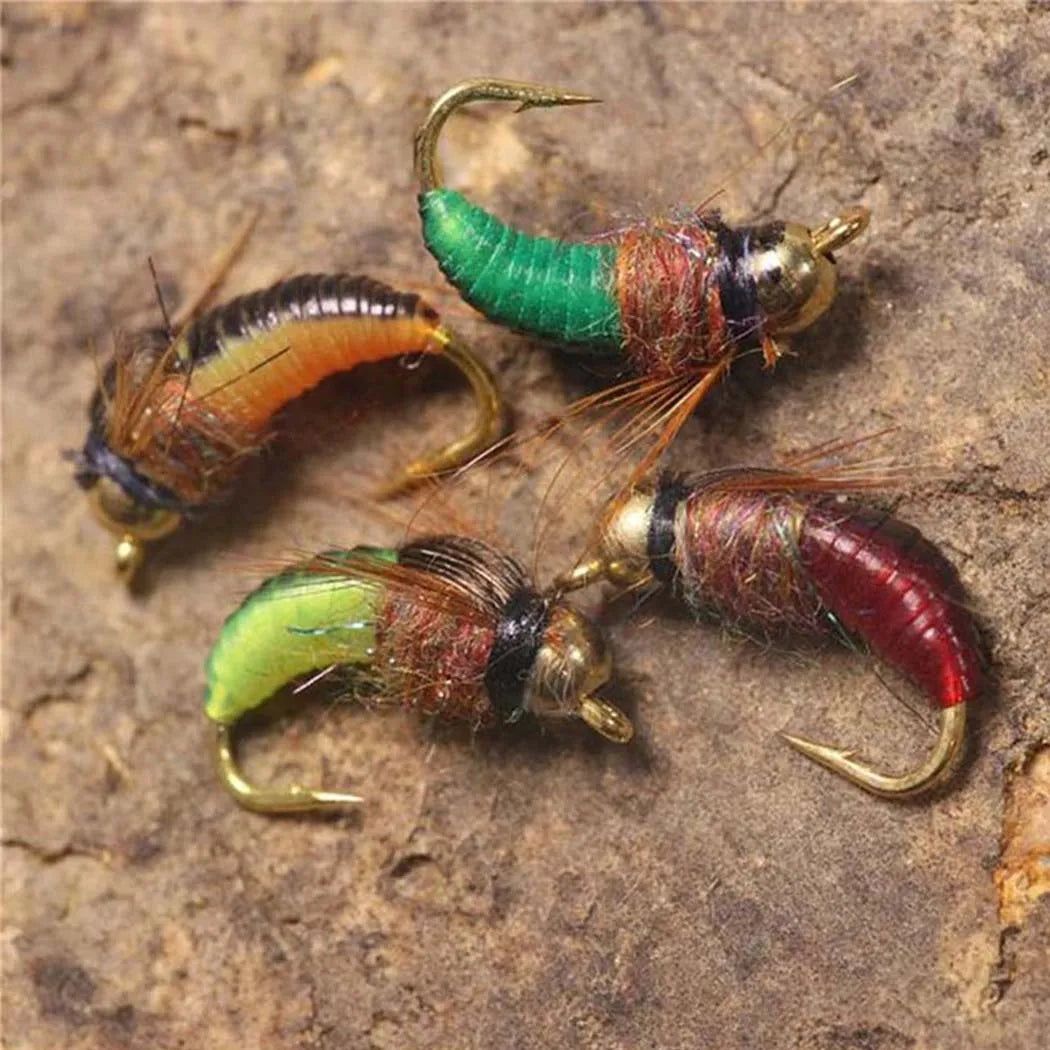 24-100Pcs Dry/Wet Flies Handmade Fly Fishing Artificial Fly Baits Lures Fly Assortment Trout Bass Fishing, with Flies Box