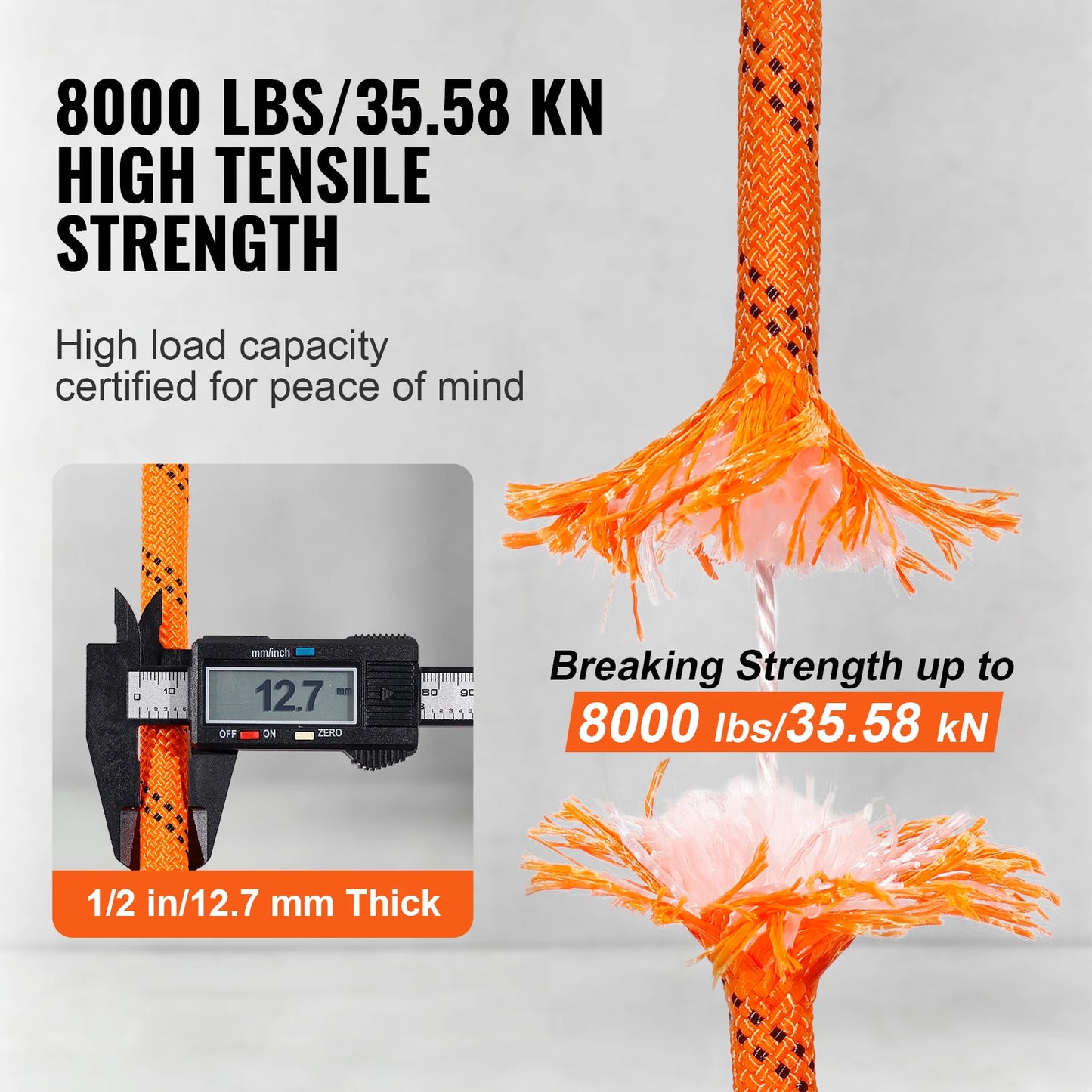 SucceBuy 220ft Dual-Weave Polyester Rope 48-Strand Outdoor Accessories Emergency Cord for Camping Swinging Rappelling Rescue