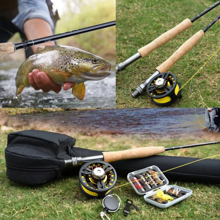 Goture Fly Fishing Reel with Line Combo 5/6 7/8wt Trout Fly Reel Large Arbor Die Casting Fishing Reel Aluminum Alloy Pre-Loaded