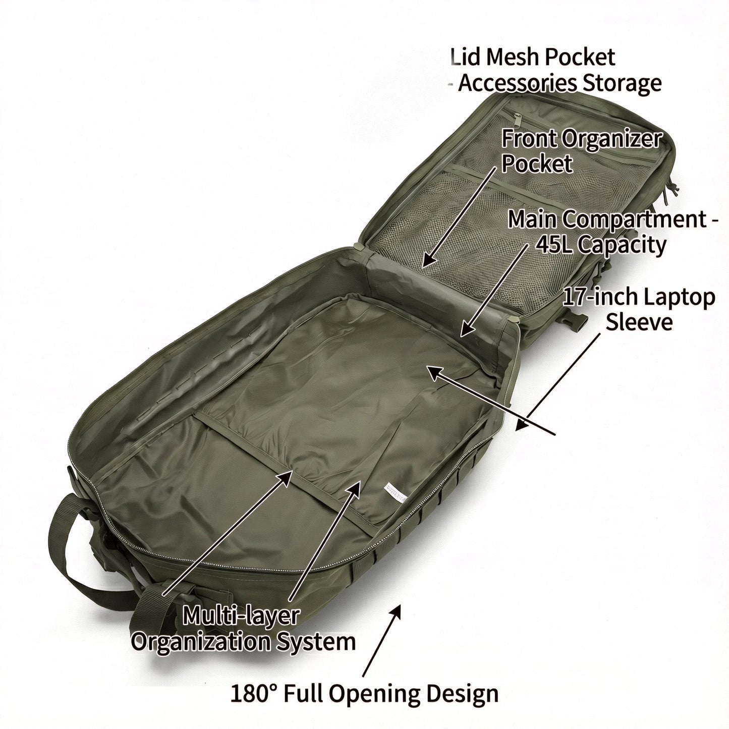 45L Tactical Hunting Backpack Molle Camo Water Resistant Outdoor Field Bag Camping Hiking Trekking Bushcraft Survival Bug Out Bag Large Capacity Rucksack Daypack Men Women Hunters Durable Wear Resistant Heavy Duty Multi Pocke