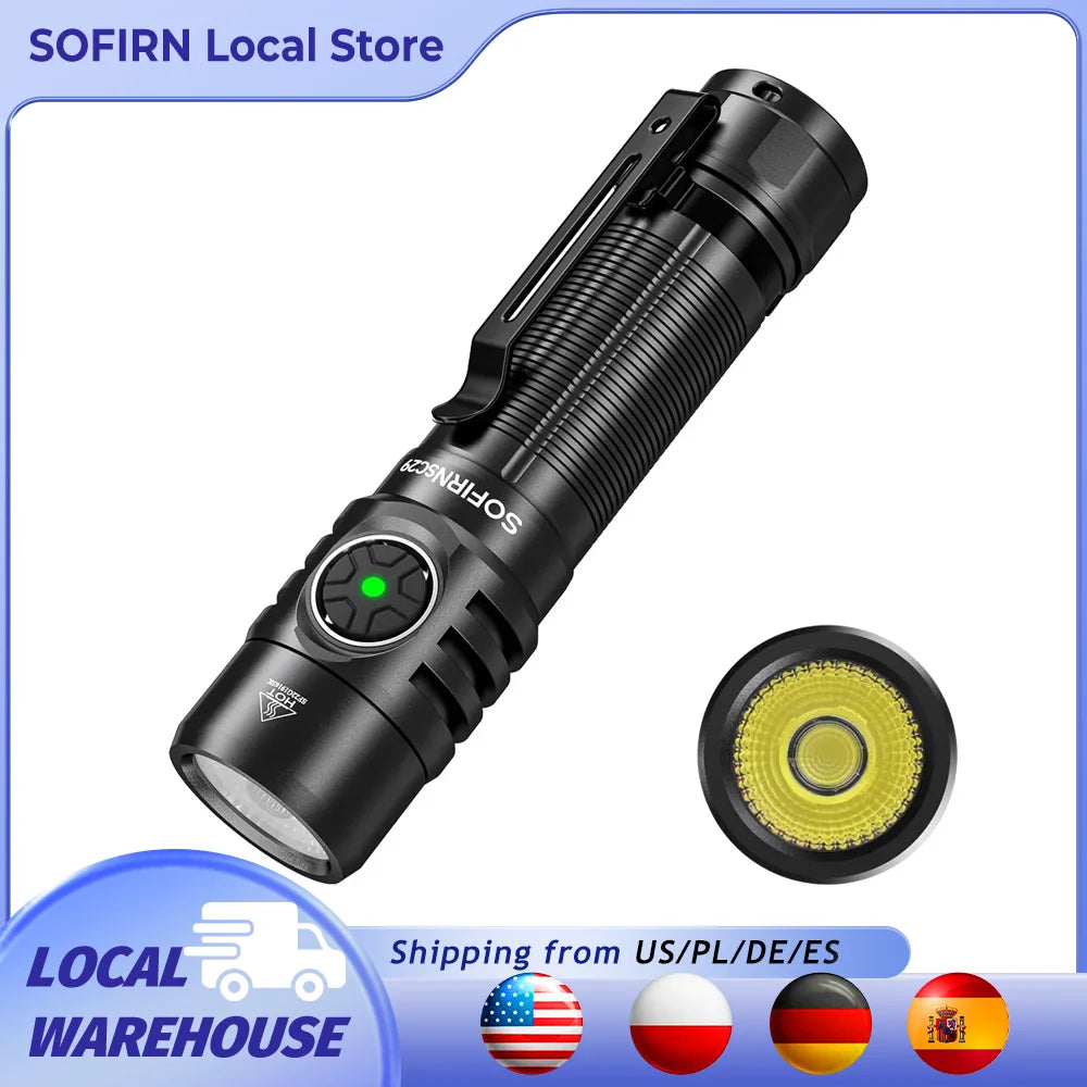 Sofirn SC29 3000 Lumens EDC Flashlight Rechargeable  XHP50B LED Powerful  21700 Torch Light Lantern IPX8 for Camping Fishing