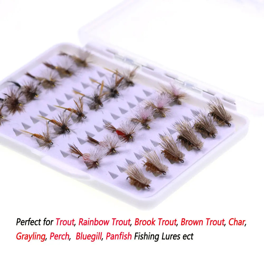24pcs Dry Flies Set #14 Parachute Adams Dry Fly Elk Hair Caddis Dry Fly Red Humpy Dry Flies Kit Trout Grayling Fishing Lures