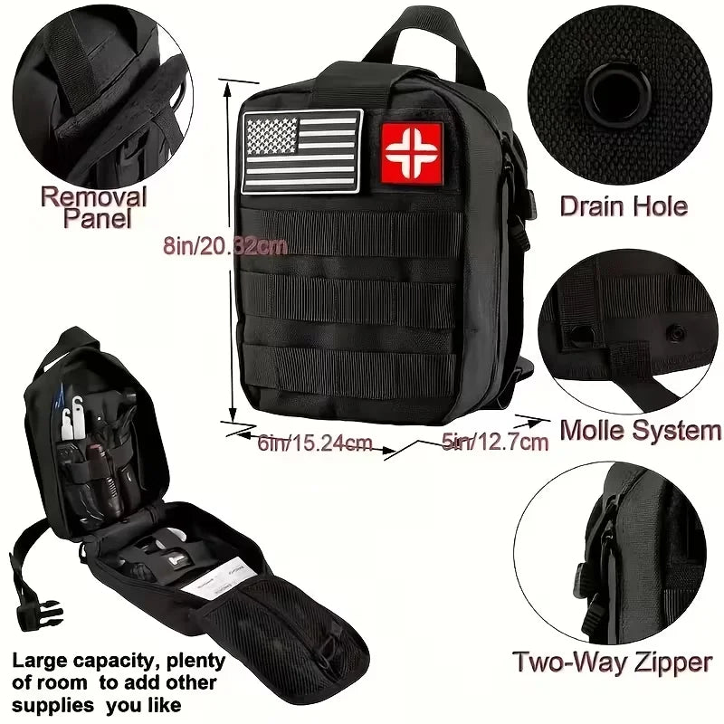258-Piece Emergency Survival Kit Portable Travel First Aid Kit Car Camping Gear Tactical Hiking EVA Bag Office Boat Accident Pack