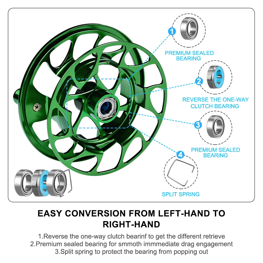 PROBEROS 3+1BB Fly Fishing Wheel 3/4-5/6-7/8 WT Fly Fishing Reel Aluminum Fly Reel CNC Machine Cut Large Arbor Die Casting