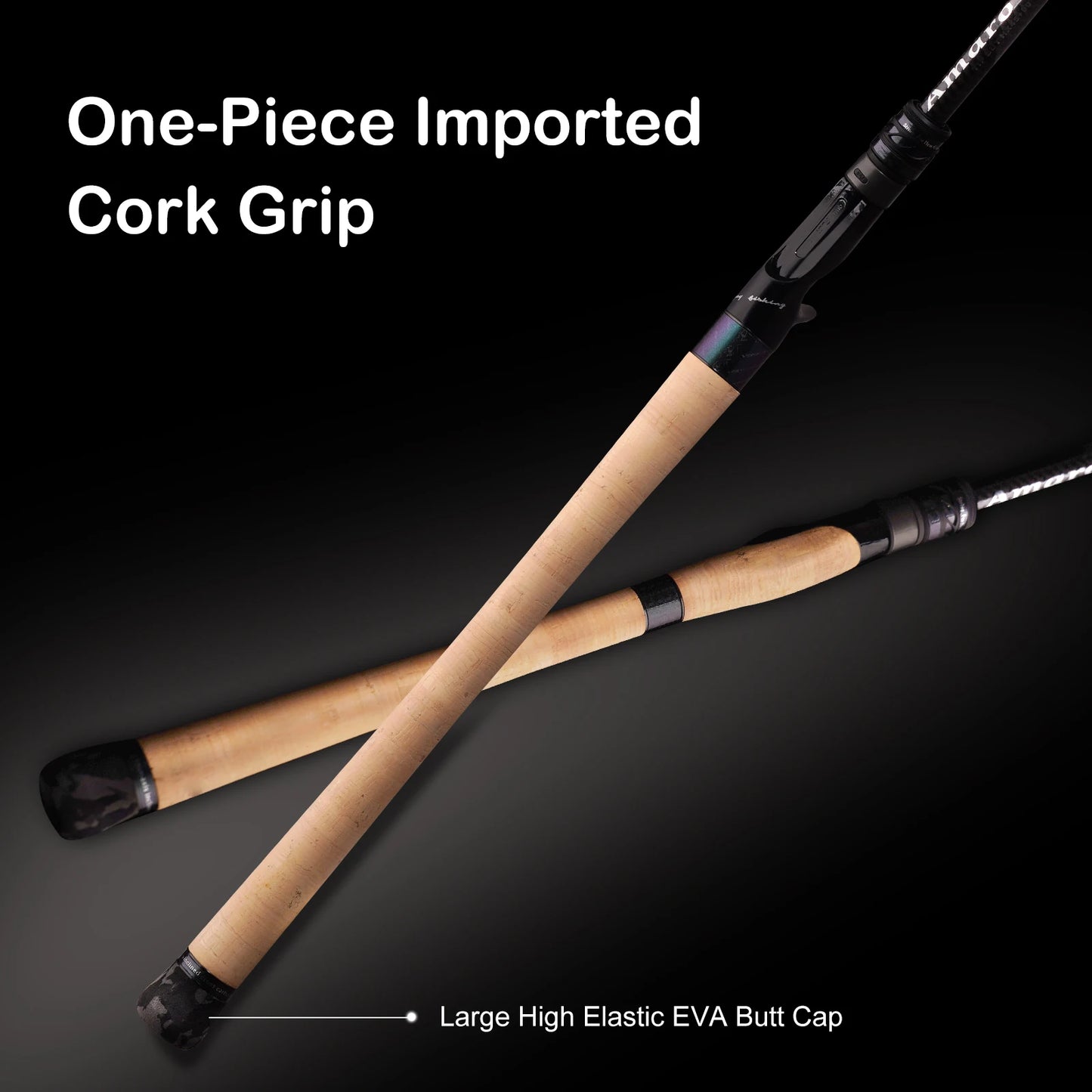 PURELURE Amaro PRO Heavy Duty Travel Fishing Rod 2 Piece Spinning & Casting Big Game Rod 40T T1100G Carbon Fiber Blank FUJI Alconite Guides One-piece Extended Cork Handle