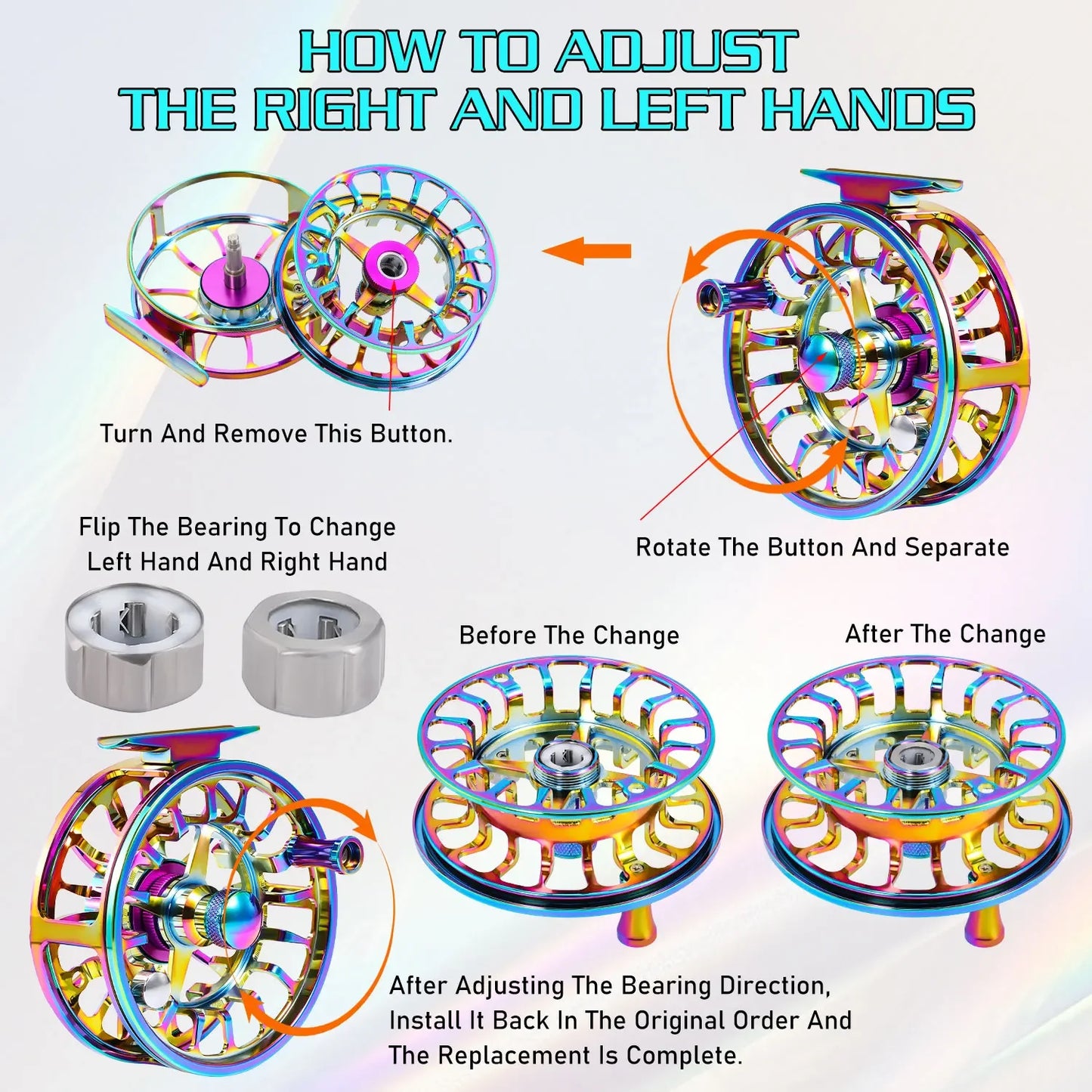 Sougayilang Multicolor Fly Fishing Reel CNC Aluminium Alloy Spool with Non-Slip Drag Knob Brake Disc for Better Fishing Pesca