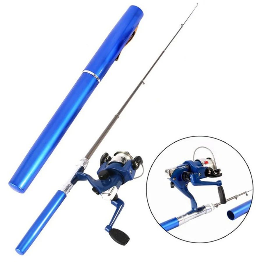 Pen Fishing Rod and Reel Combos Spinning Wheel Travel Rod Set 1M Mini Pocket Ice Rod with Reel for for Fly Fish Sea Saltwater