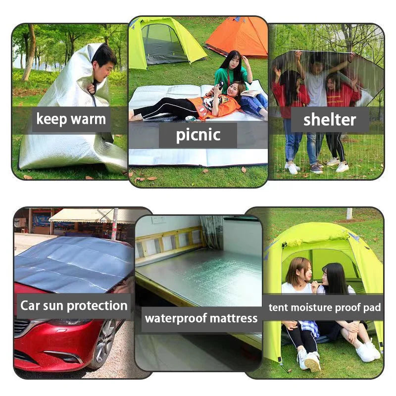 Lightweight Aluminum Foil Moisture Proof Pad, Waterproof Tent Footprint Mat, Portable Outdoor Picnic & Hiking Sleeping Pad
