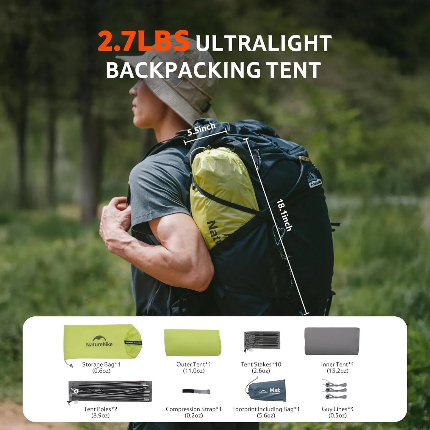 Naturehike Star Trail EXT Hiking Tent Outdoor Camping Ultralight Rainstorm Protection Wild Tent 1-2 Person 0D Nylon Backpacking Tent