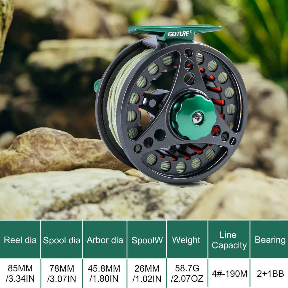 Goture CNC-Fly Fishing Reel with Main Line （WF5 WF6）Set High DIE-CAST Aluminium Alloy 5/6 Fly Wheel Outdoor Fishing Accessories
