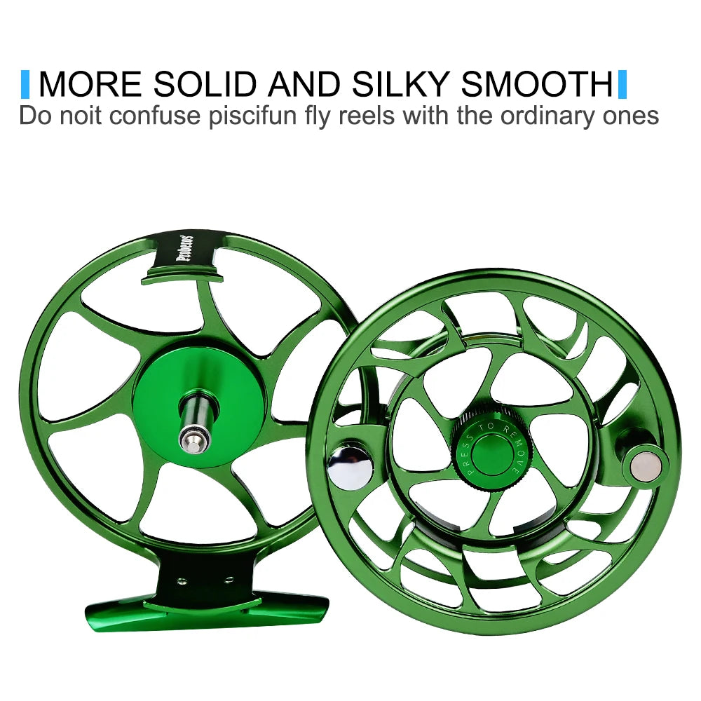 PROBEROS 3+1BB Fly Fishing Wheel 3/4-5/6-7/8 WT Fly Fishing Reel Aluminum Fly Reel CNC Machine Cut Large Arbor Die Casting
