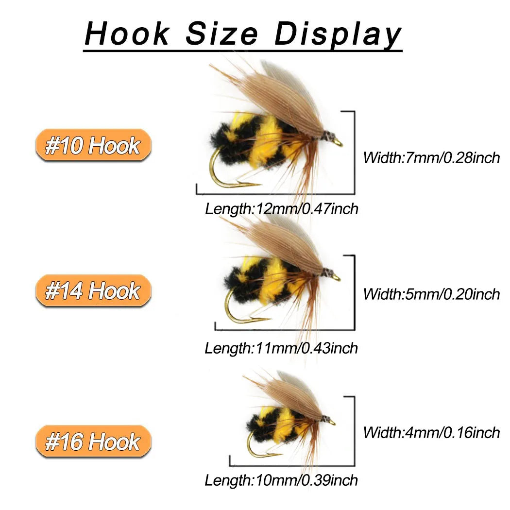 24-100Pcs Dry/Wet Flies Handmade Fly Fishing Artificial Fly Baits Lures Fly Assortment Trout Bass Fishing, with Flies Box