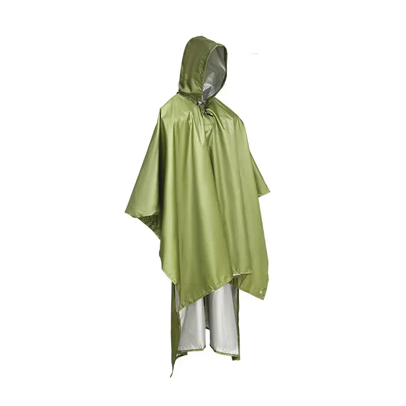 1PC Camo Waterproof Rain Poncho Hooded Raincoat for Camping Hiking Fishing Hunting Trekking Outdoor Emergency Cloak Cover Men Women Unisex