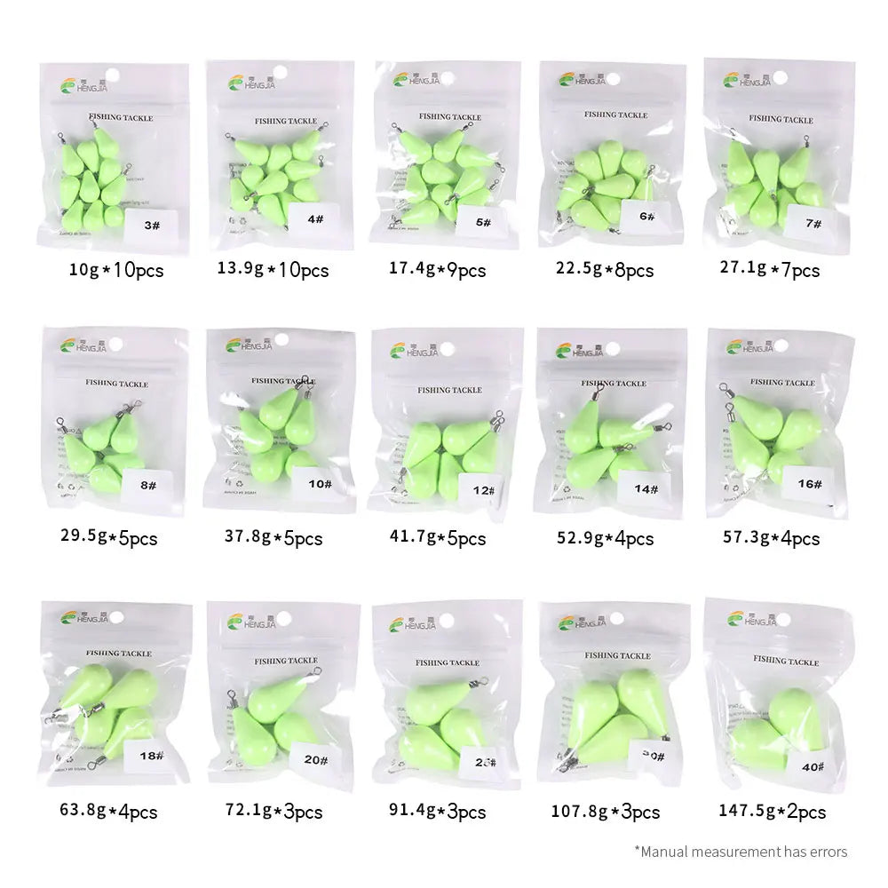 Newup Luminous Fishing Sinkers Weight Sinker Ball Worm Flipping Weights for Bass Texas Rigs Tackle