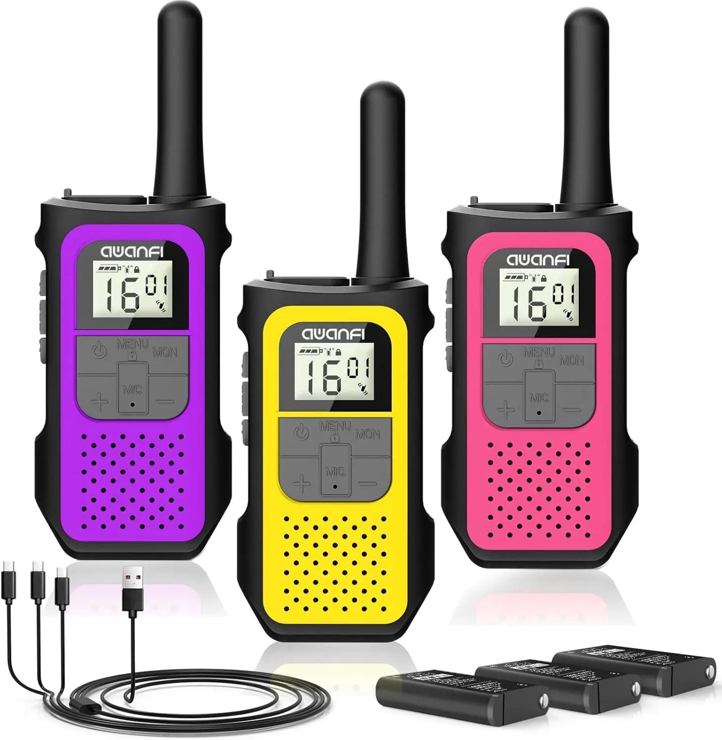 2/3/4 Pack Walkie Talkies for Adults and Kids, Long Range Rechargeable 2 Way Radios with VOX for Camping Hiking Cycling