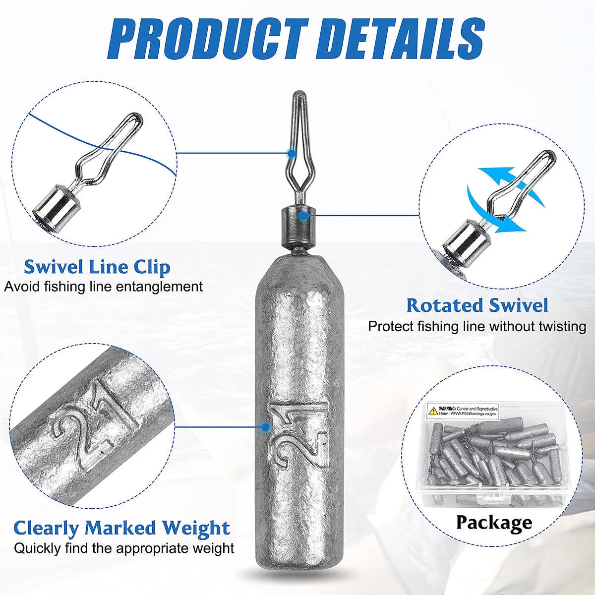 Drop Shot Fishing Weights, Pencil Weights Fising Sinkers No Snag Drop Shot Rig Skinny Sinkers for Bass Saltwater Freshwater