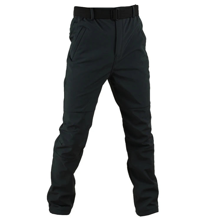 TRVLWEGO Winter Men Camping Hunting Fishing Hiking Pants Tactic Travel Soft Shell Warm Waterproof Fleece Windproof Outdoor Trekking Trousers