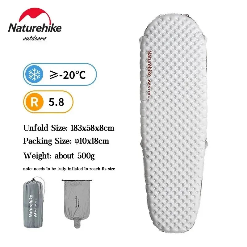 Naturehike Inflatable Mat Ultralight 5.8 High R Value Warm Sleeping Pad Portable Outdoor Camping Tent Single Moisture-proof Mats