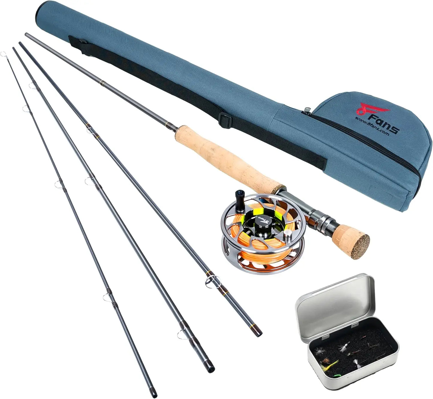 Fly Fishing Rod and Reel Combo Set - 4-Piece Travel Fly Rod with CNC-Machined Aluminum Alloy Reel, Complete Starter Kit for Begi