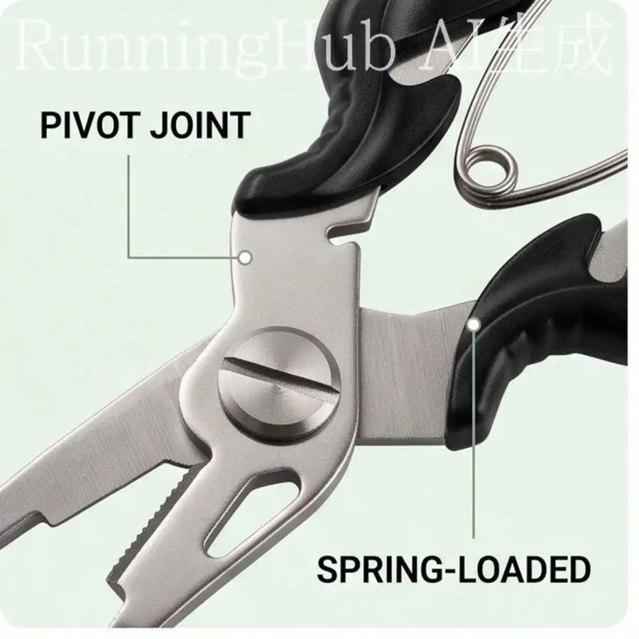 1PCS Black Fishing Pliers, With A Locking Mechanism, Ergonomic Handle, And High-Strength Reset Spring