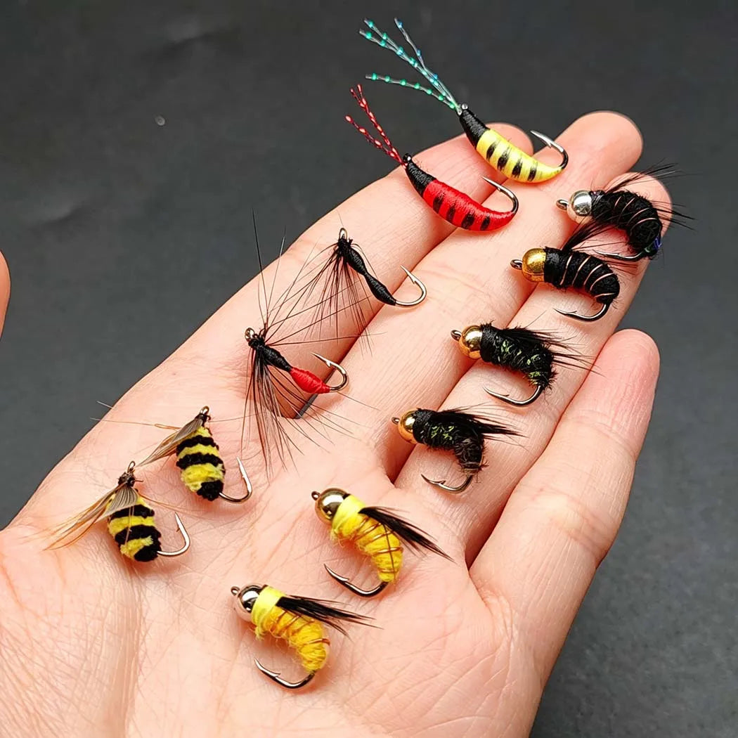 Fly Fishing Flies Kit, 2 Boxes Bundle(Total 50Pcs Flies) Dry Flies, Wet Flies, Nymphs Fishing For Trout-with Fly Box