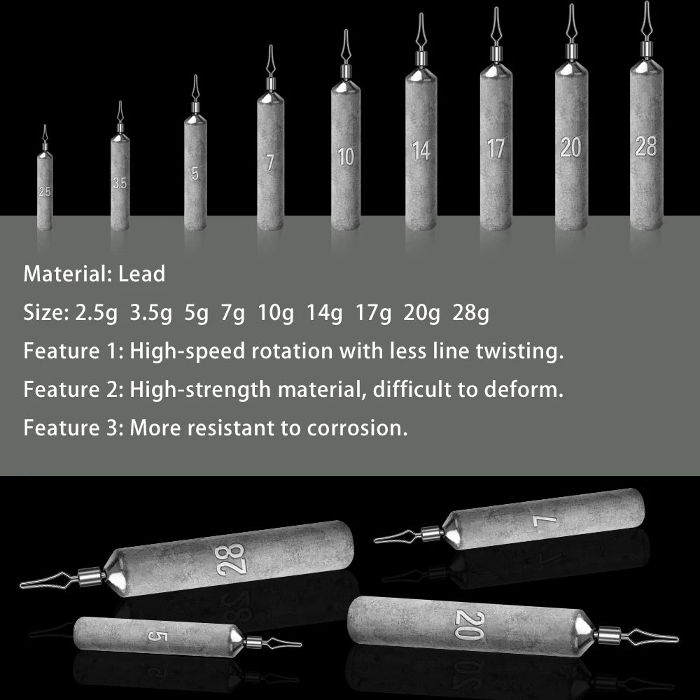 PROBEROS 20PCS Inverted Fishing Column Shaped Lead Drop Fishing Gear Anti-Hanging Bottom Fishing Perfect For Freshwater Fishing!