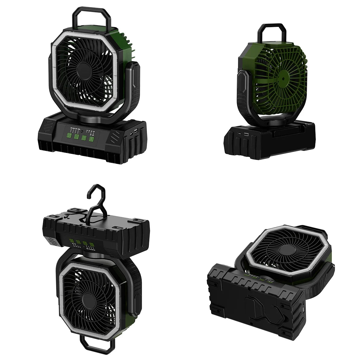 20000mAh Battery Powered Fan Rechargeable Camping Fan 4 Speeds Gear with LED Outdoor Tent Fans with Hanging Hook Remote