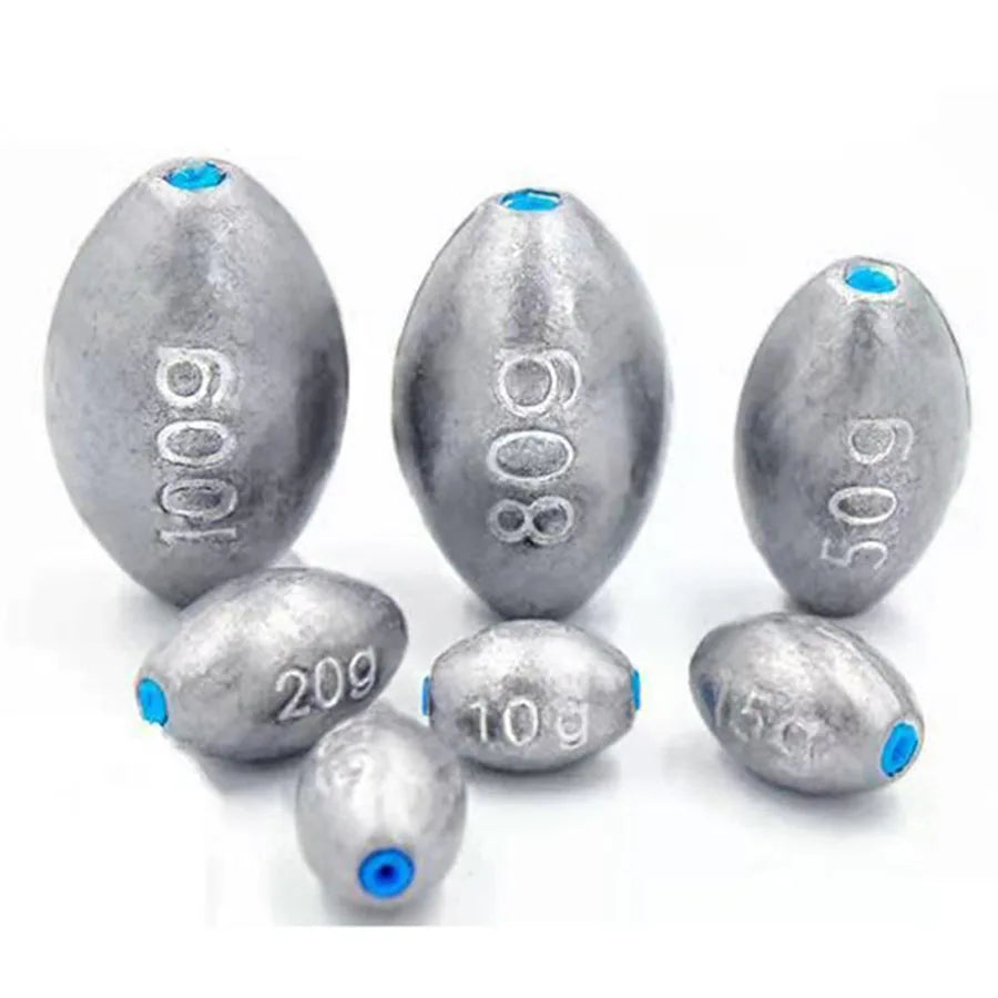 Fishing Weights Sinkers 20g-200g Fishing Olive Shape Rig Sinker Fishing Weight Split Shot Sink Fishing Tackle Tool Accessories