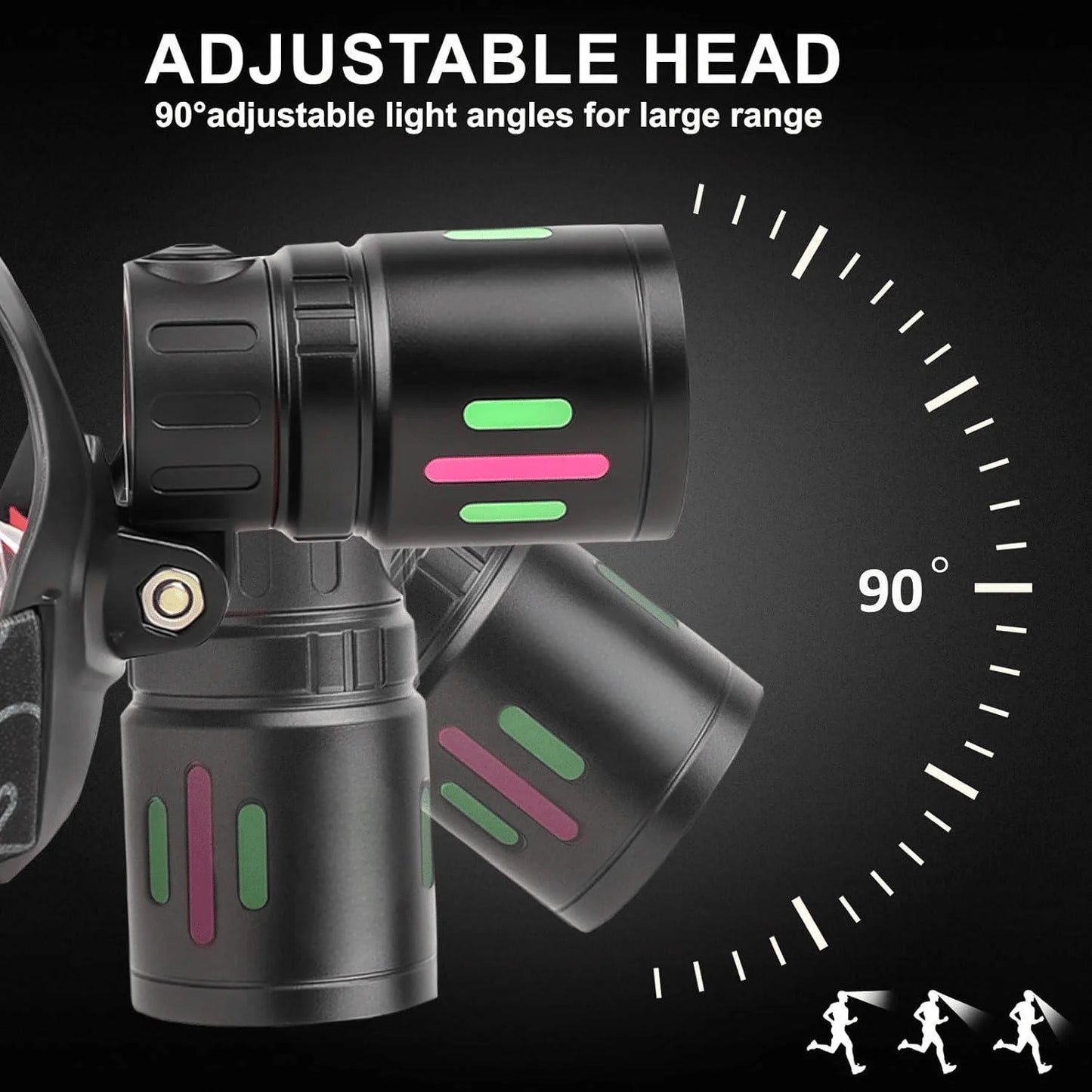 3Modes Tail Warning Rechargeable LED Headlamp Headlight Zoomable Lamp Flashlight(Must Provide A Hazardous Materials Shipping Hot