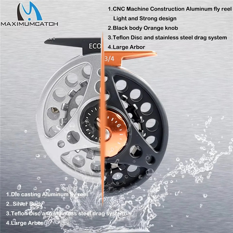 MAXIMUMCATCH ECO Fly Reel – Ultra-Light Large Arbor Aluminum 2-8WT with Manual Changeover | Precision Machined Fly Fishing Reel