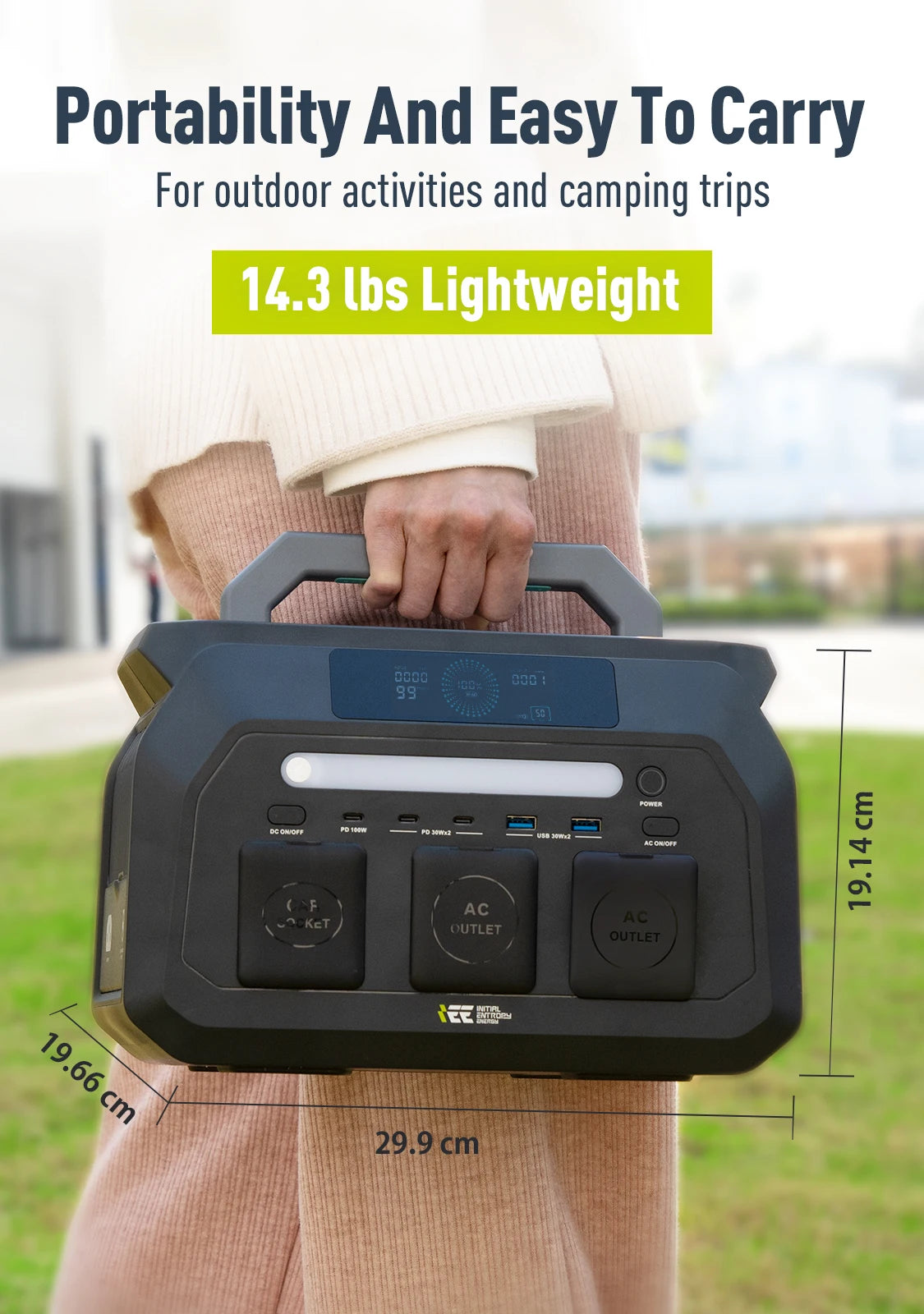 IEE 800W Portable Power Station, 512Wh LiFePO4 Generator, 1600W Peak Solar Generators, 800 Wat Power Source, 2x800W AC Outlets Lightweight & Quiet Solar Generator for Camping, Home Emergency, RV & Outdoor Travel
