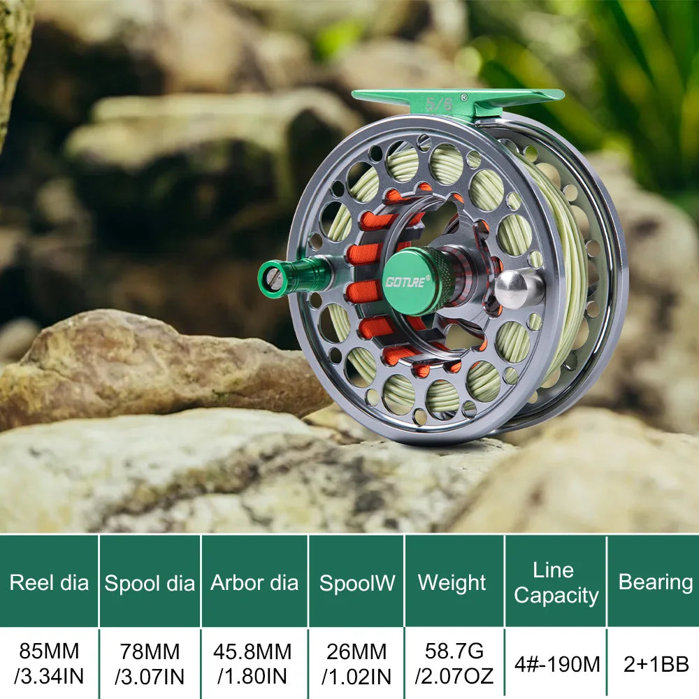 Goture CNC-Fly Fishing Reel with Main Line （WF5 WF6）Set High DIE-CAST Aluminium Alloy 5/6 Fly Wheel Outdoor Fishing Accessories