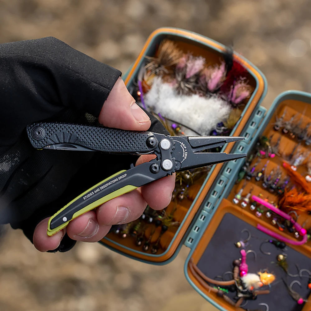 SOG 5 In 1 Aegis MT Mini Tactical Multi-tool Pliers Portable Ultralight EDC Pocket Gear With Precision Cutting Pliers Folding Knife Wire Cutter Tweezers Bottle Opener For Electrician Repair Camping Fishing DIY Small Outdoor S