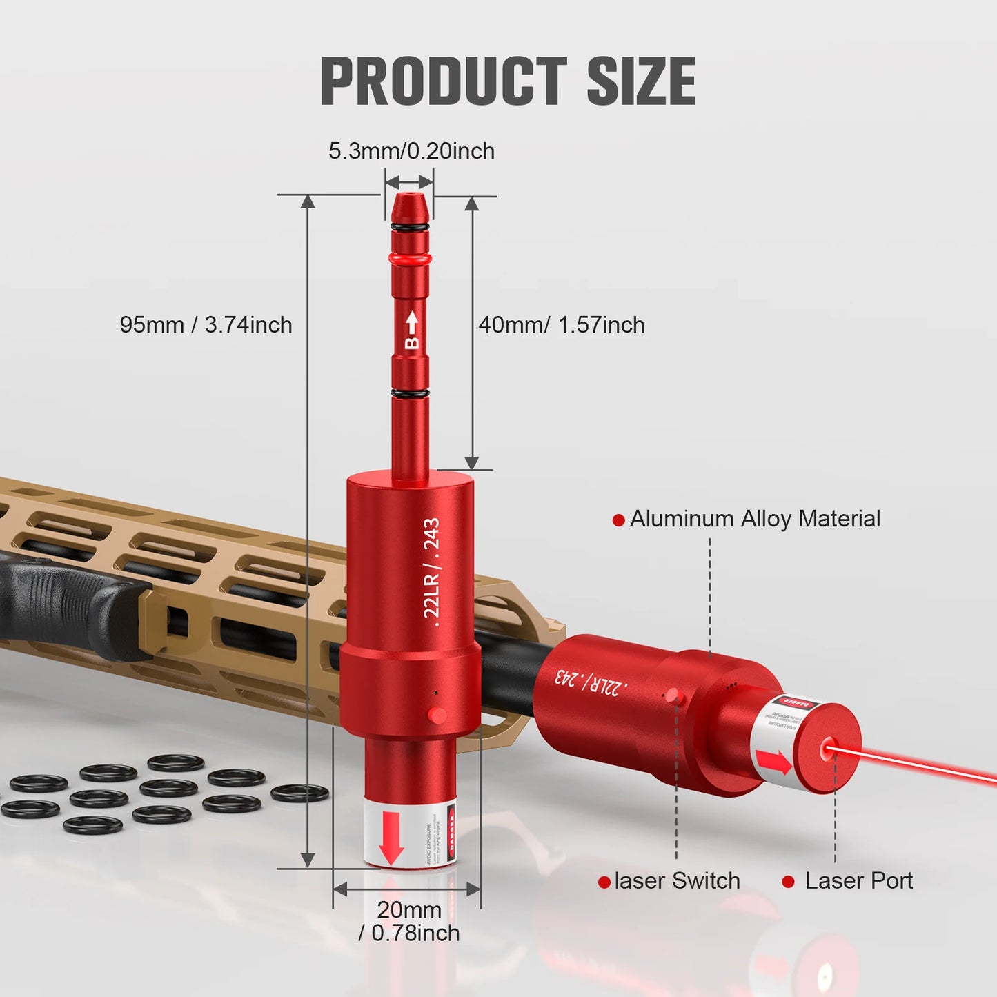 22LR 243 multifunctional magnetic red green light trainer, dual-purpose for training and calibration