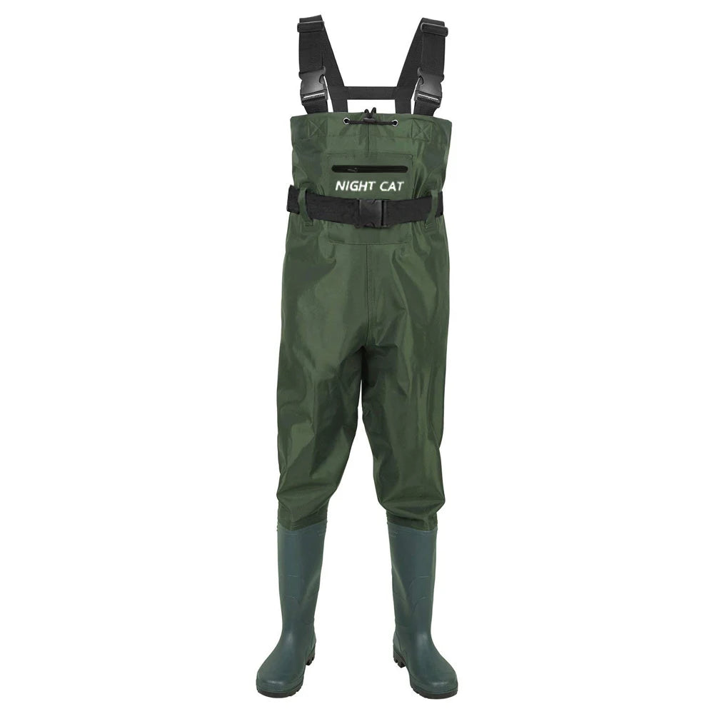 Night Cat Fishing Wader for Men Women Farm Working Waterproof Hunting Fishing Chest Wader with Boots Belt Breathable Lightweight