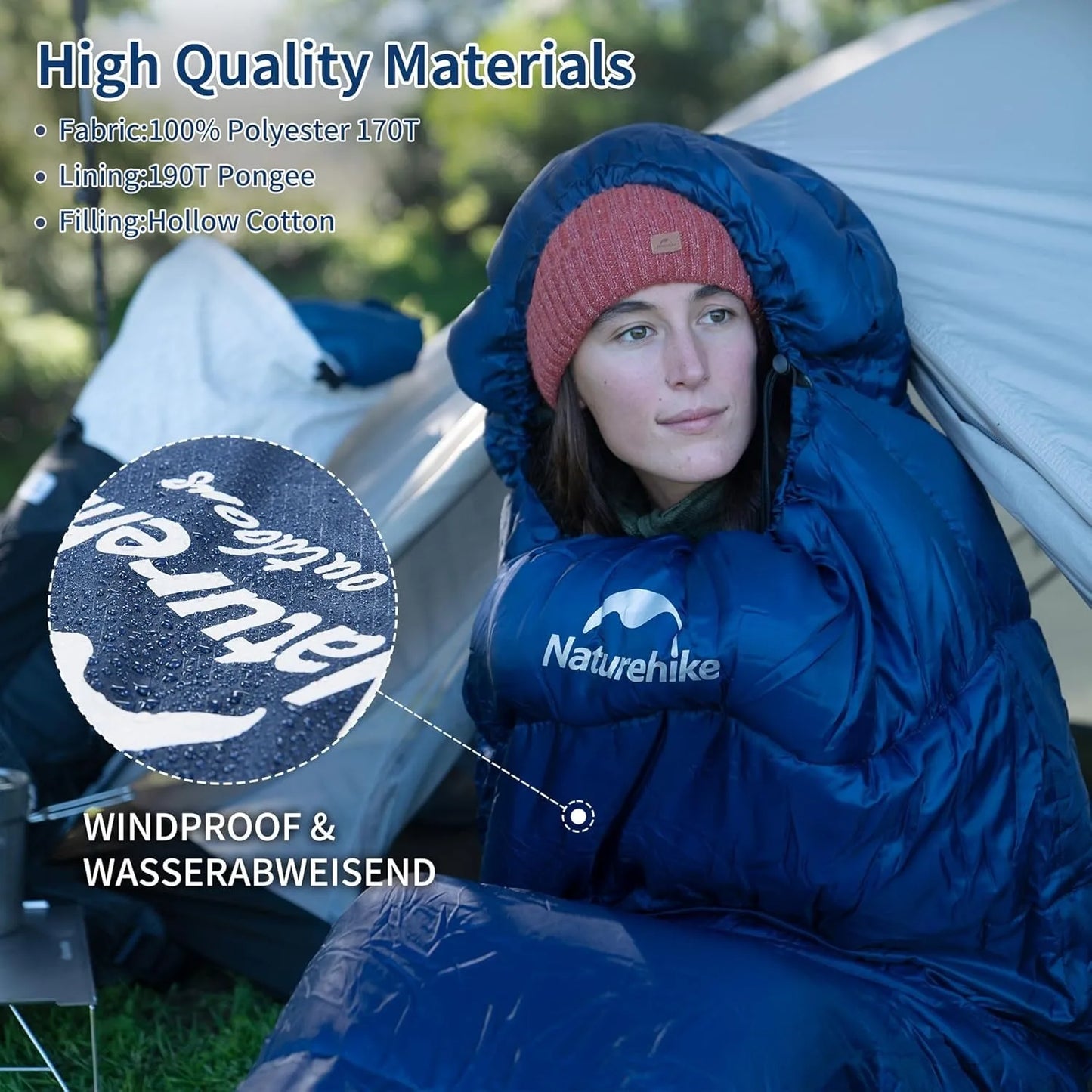 Naturehike Mummy Sleeping Bags MJ300/MJ600 Cotton Camping Adults Sleeping Bag Ultra Winter Warm Mummy Sleeping Bag Indoor