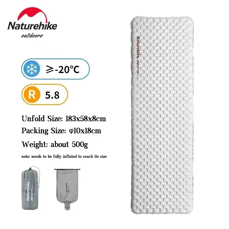Naturehike Inflatable Mat Ultralight 5.8 High R Value Warm Sleeping Pad Portable Outdoor Camping Tent Single Moisture-proof Mats