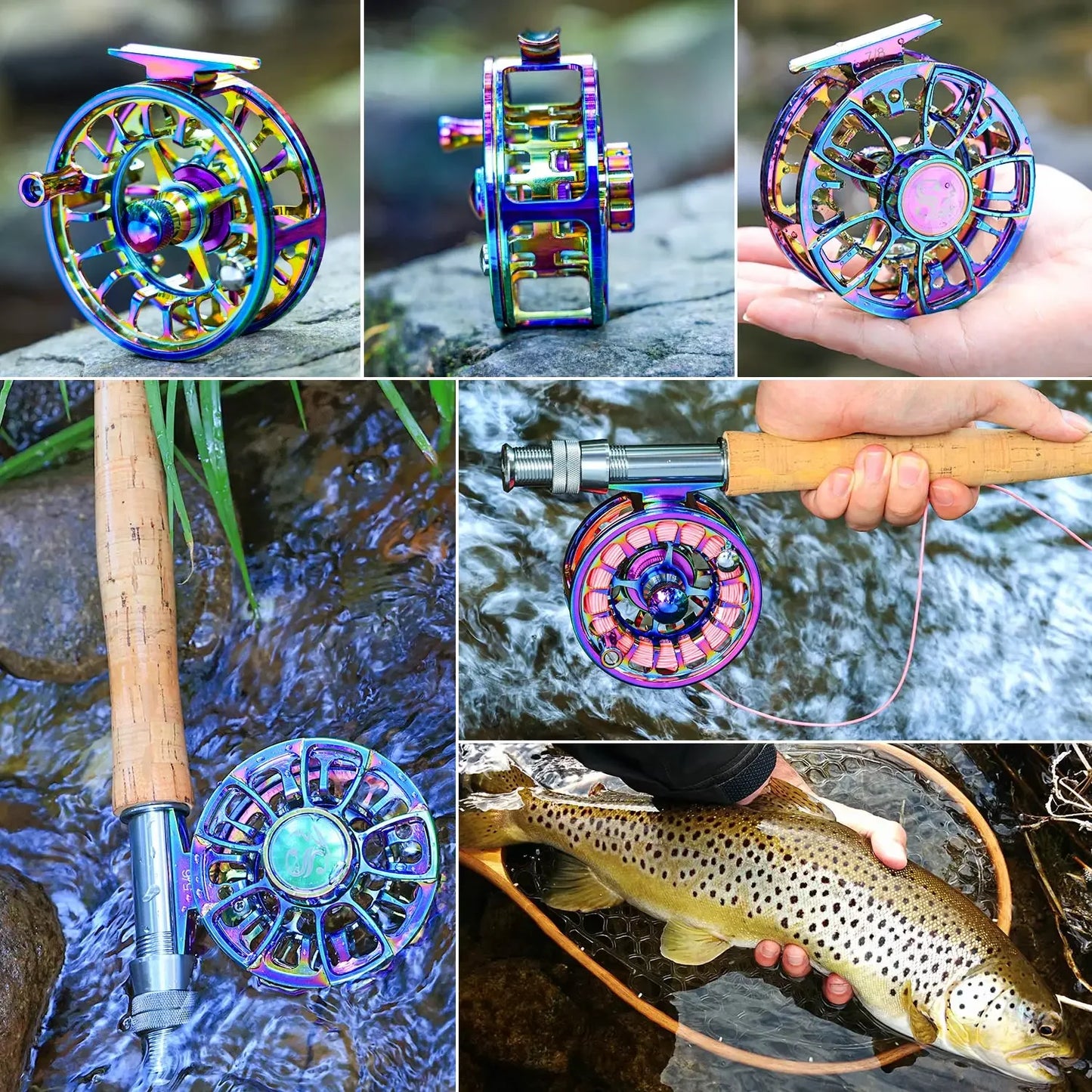 Sougayilang Multicolor Fly Fishing Reel CNC Aluminium Alloy Spool with Non-Slip Drag Knob Brake Disc for Better Fishing Pesca
