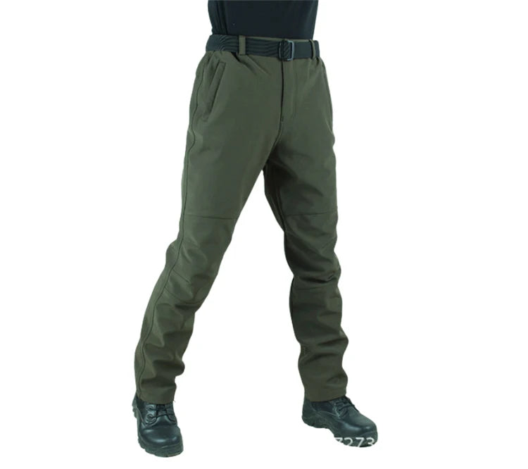 TRVLWEGO Winter Men Camping Hunting Fishing Hiking Pants Tactic Travel Soft Shell Warm Waterproof Fleece Windproof Outdoor Trekking Trousers