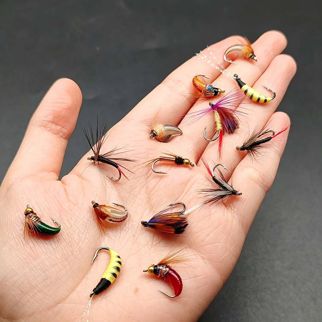 Fly Fishing Flies Kit-2 Boxes Bundle(Total 82Pcs Flies)Fly Assortment Trout Bass Fishing with Fly Box with Dry/Wet Flies, Nymphs
