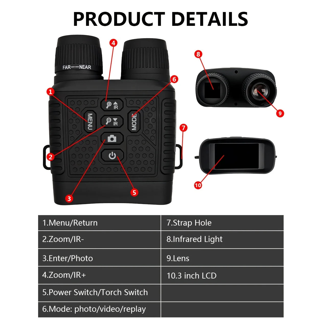 2.5K Digital Night Vision Monocular Camera 6X Digital Zoom Infrared Night Vision Goggles 800M Long Range View Rechargeable Night Vision Scope for Hunting Camping Wildlife Observation Security Surveillance
