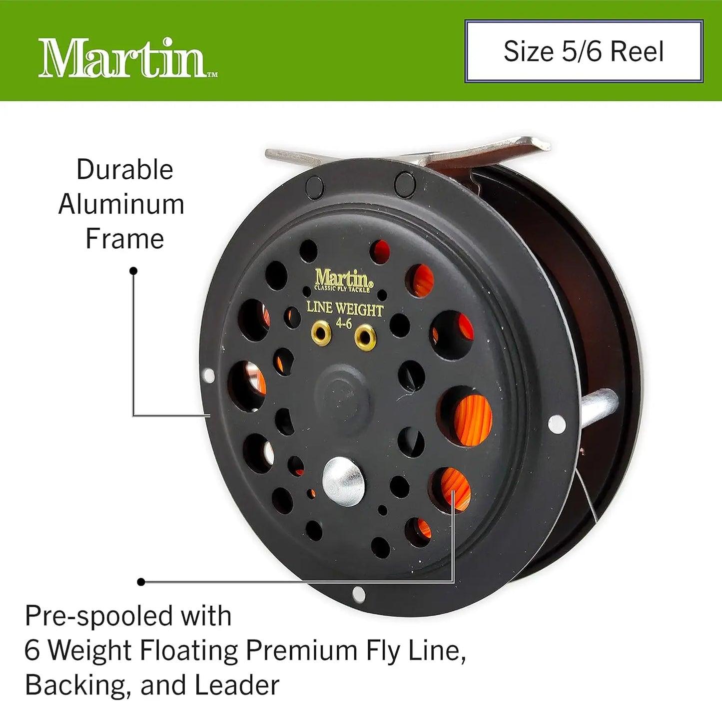 Complete Fly Fishing Set: 8-Ft 5/6-Weight 3-Piece Rod, Size 5/6 Rim-Control Reel Pre-spooled with Backing, Line & Leader, Plus C